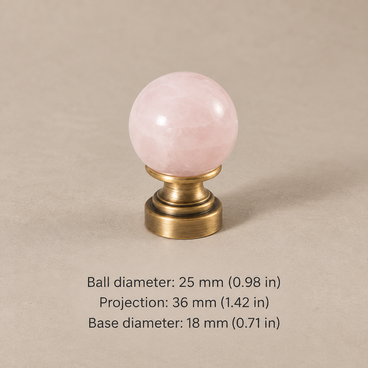 Pink Crystal Ball Brass Cabinet Knob & Ribbed Drawer Pull — option-7