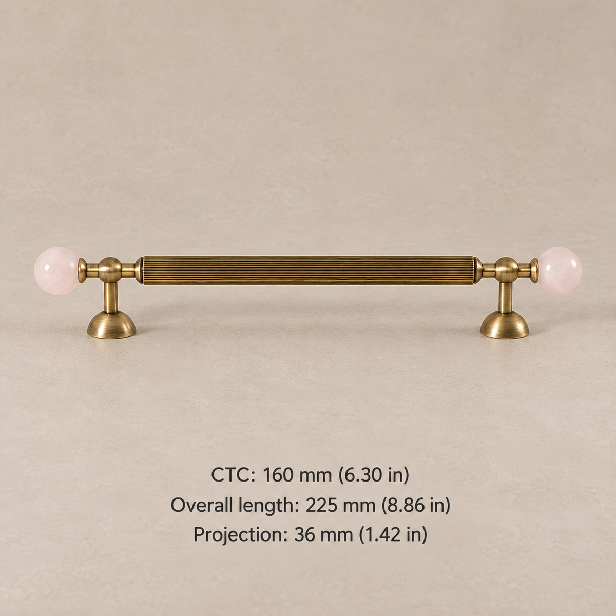 Pink Crystal Ball Brass Cabinet Knob & Ribbed Drawer Pull — option-9