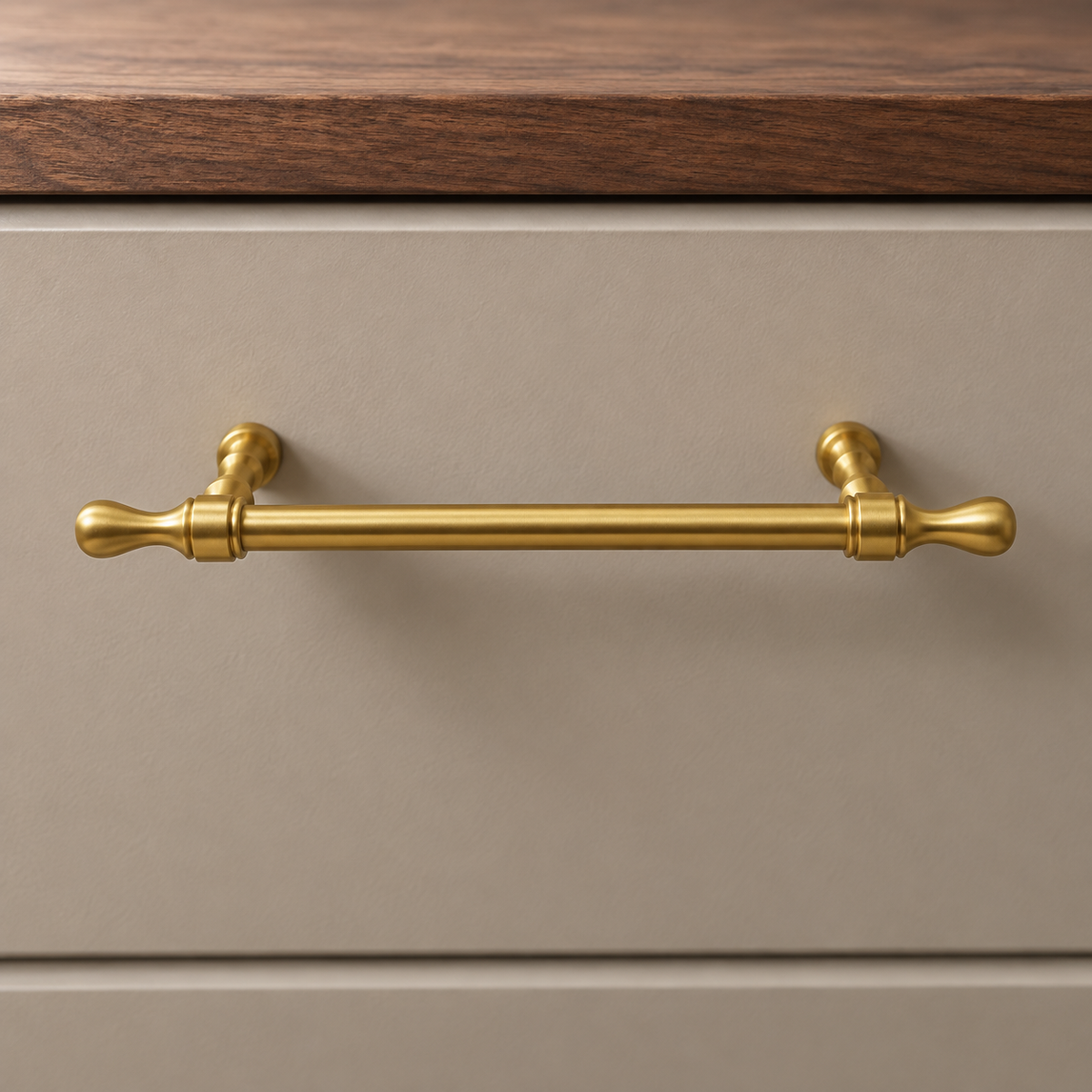 Solid Brass Drop-Shaped Cabinet Pull & Knob — Polished Brass Finish — cabinet-installation