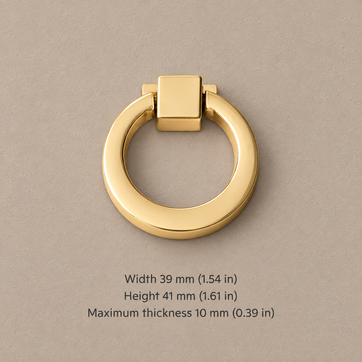 Polished gold cabinet hardware dimensions in millimeters and inches