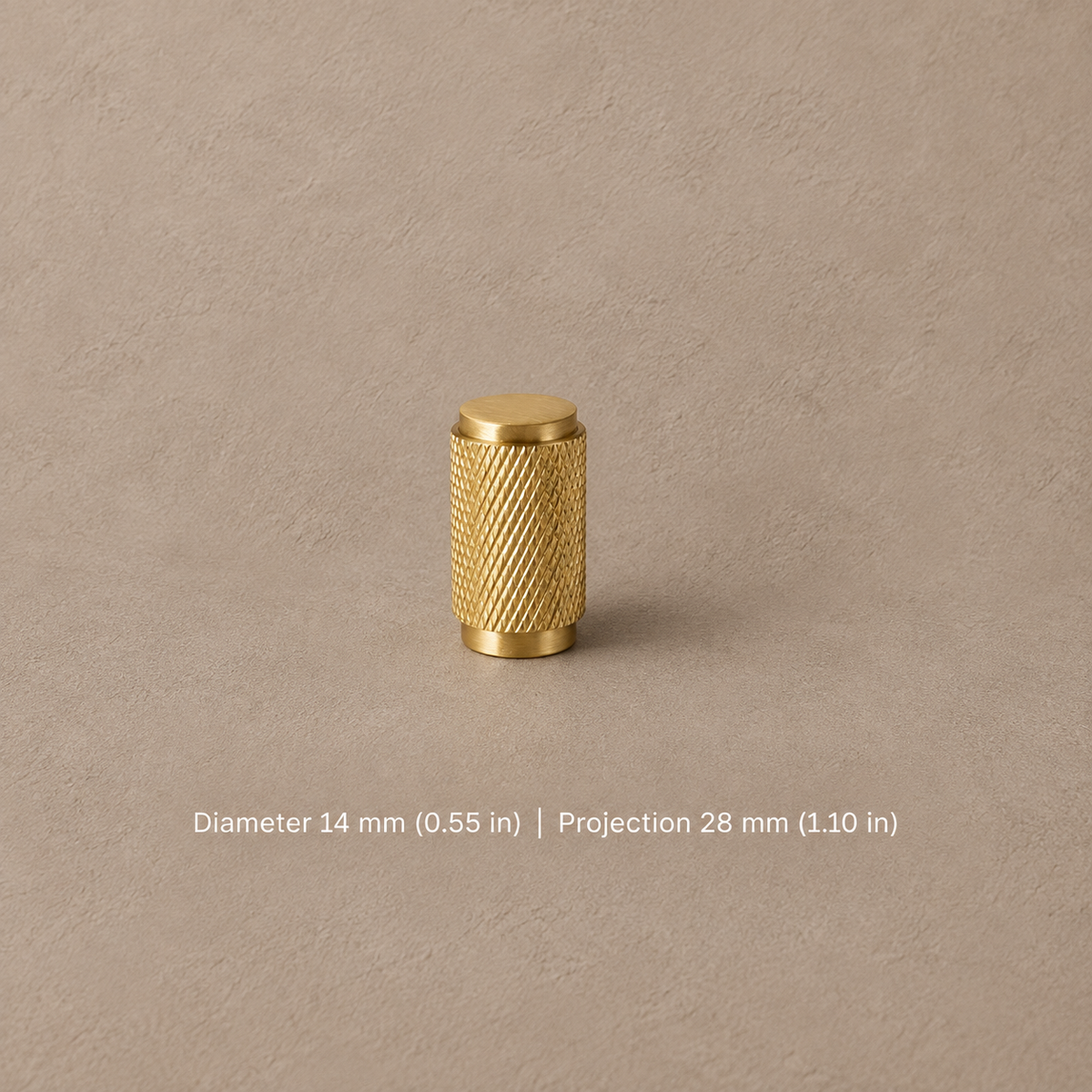 Solid Polished Brass T Bar & Knob Cabinet Pull — Knurled Classic Design — knob-14mm