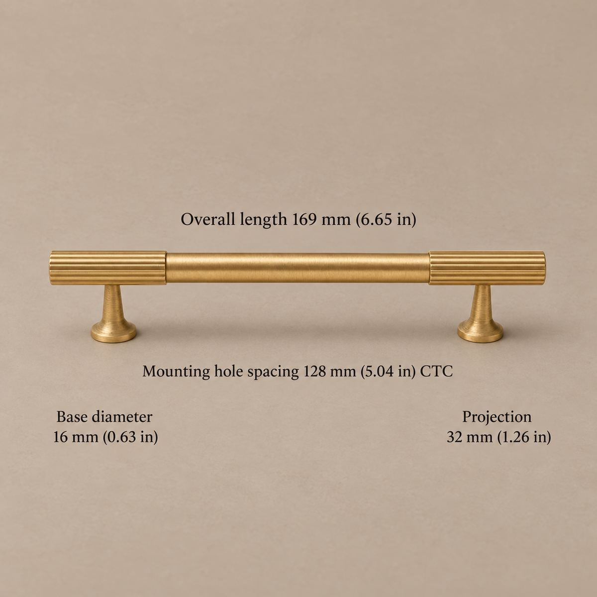 Polished Brass Linear Cabinet Pulls, T-Knob & Knobs — Solid Brass Hardware — linear-pull-128