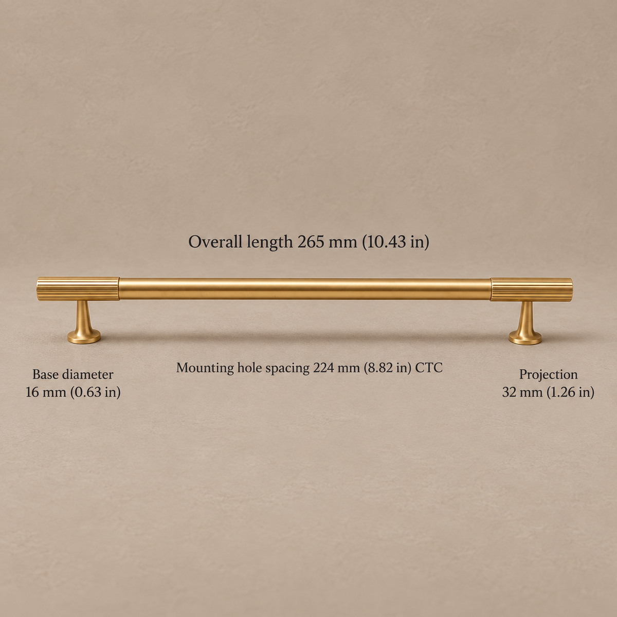 Polished Brass Linear Cabinet Pulls, T-Knob & Knobs — Solid Brass Hardware — linear-pull-224