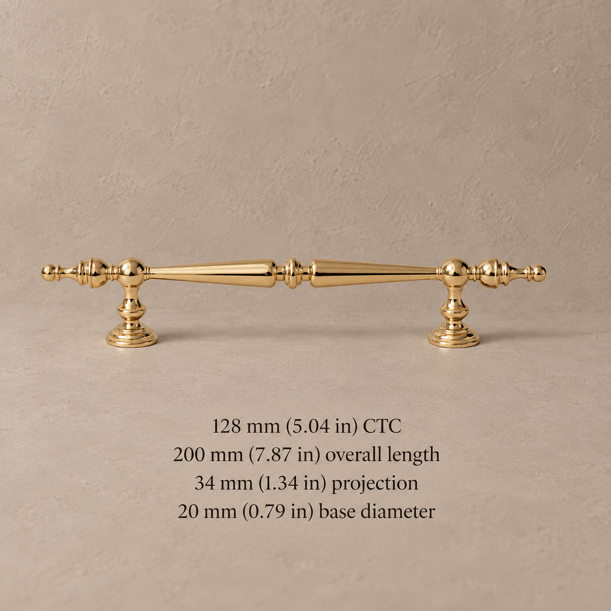 Polished Brass Modern Solid Brass Cabinet Pulls & Knobs — 128mm
