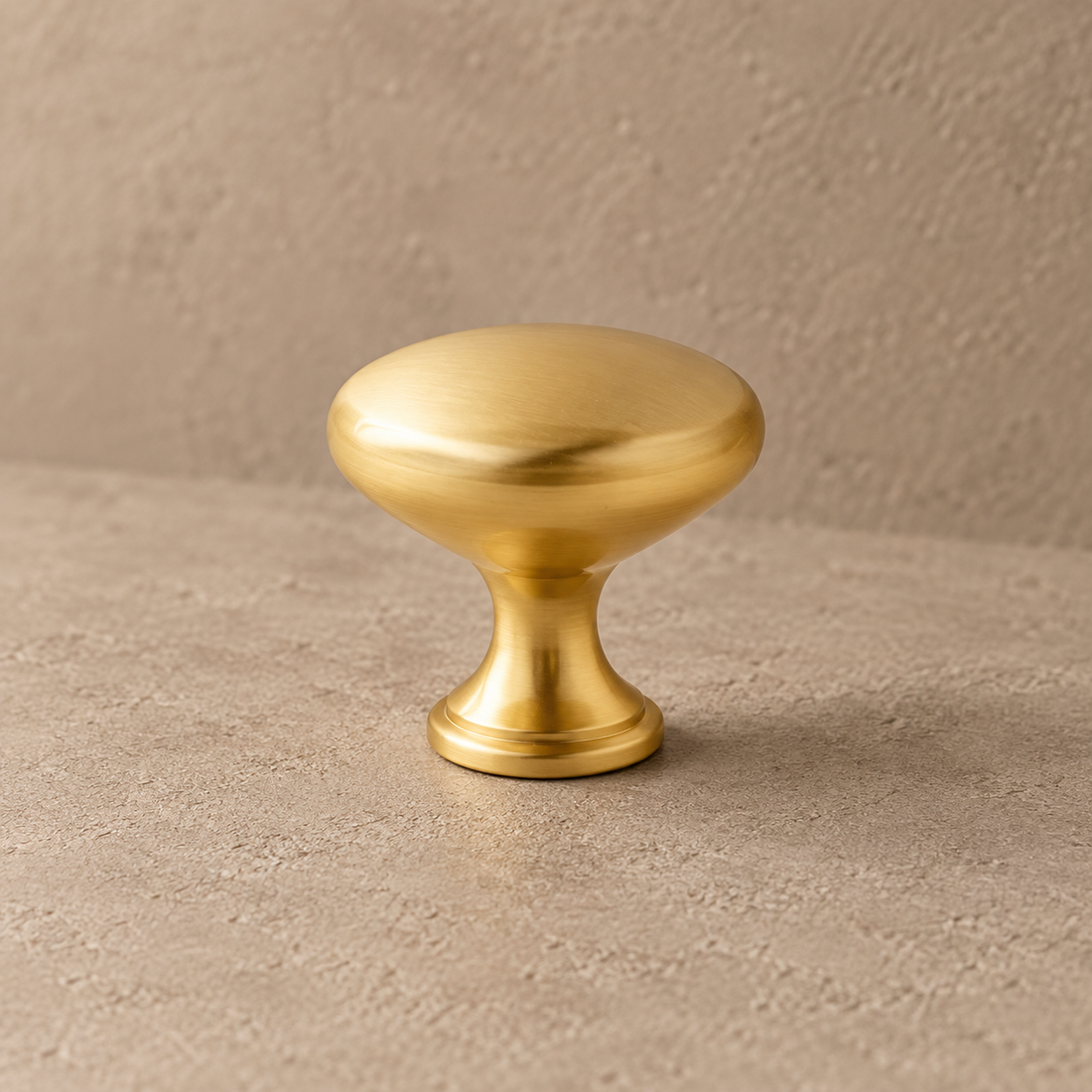 Polished Brass Solid Brass Cabinet Pulls & Knobs — Modern Design on a neutral stone studio background