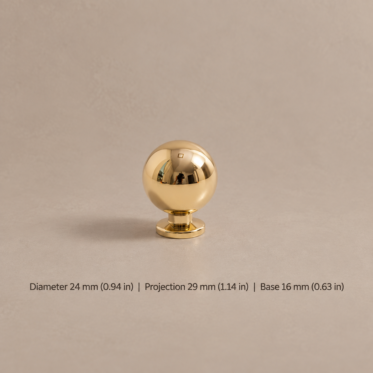 Solid Polished Brass Cabinet Pull & Knob — Modern Design — knob-959-24mm