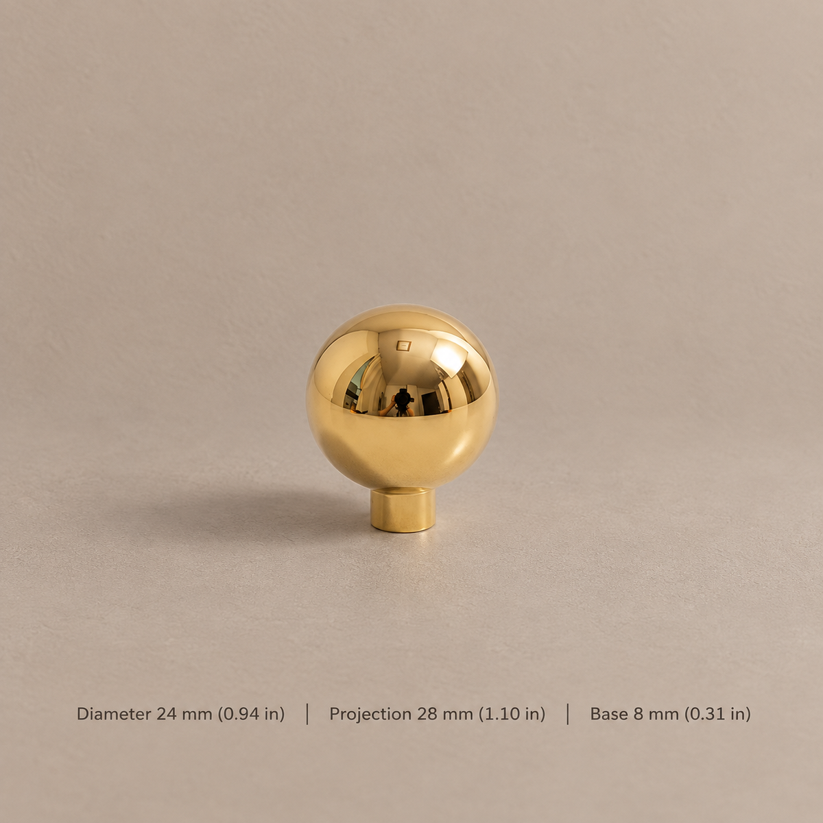 Solid Polished Brass Cabinet Pull & Knob — Modern Design — knob-961-24mm