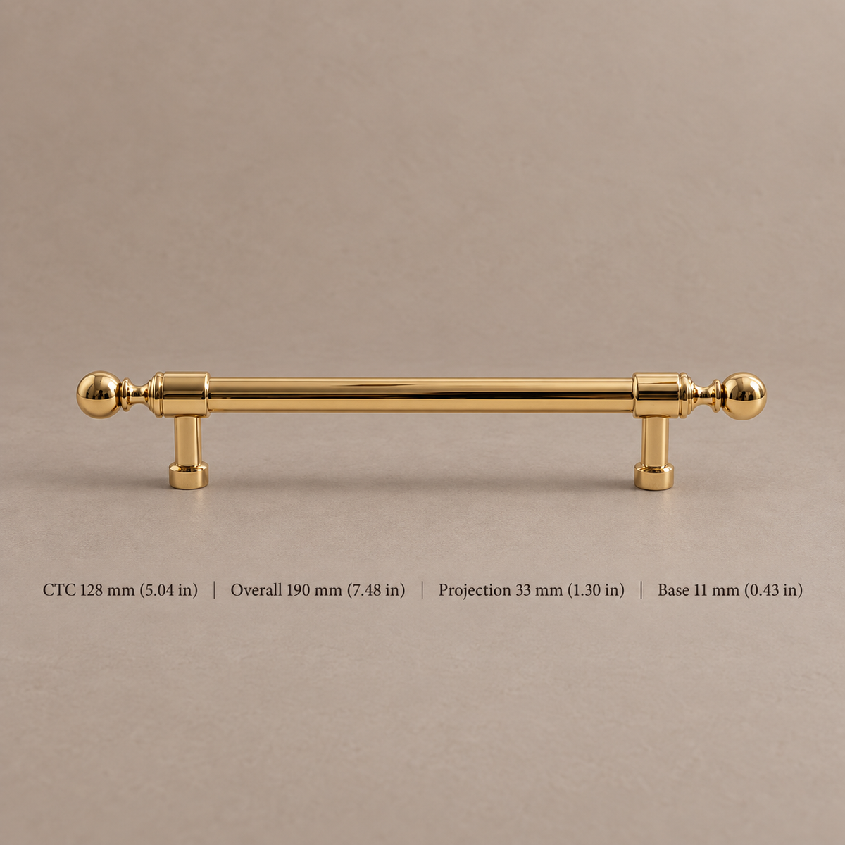 Solid Polished Brass Cabinet Pull & Knob — Modern Design — pull-128mm