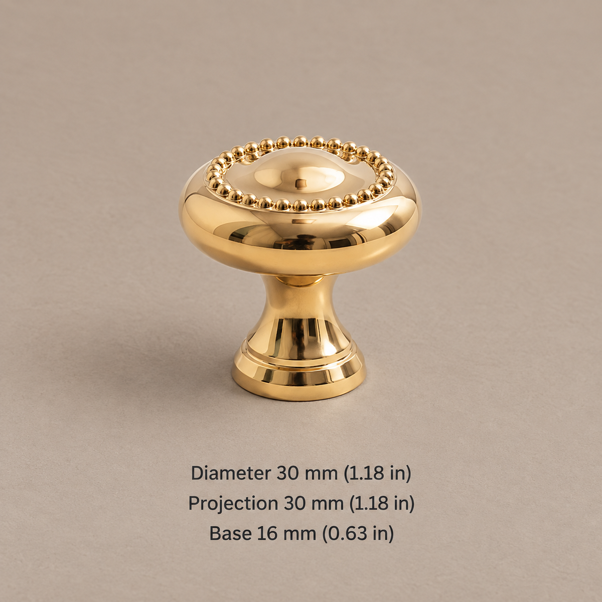 Solid Brass Cabinet Handle & Knob — Polished Brass Finish — knob-30mm