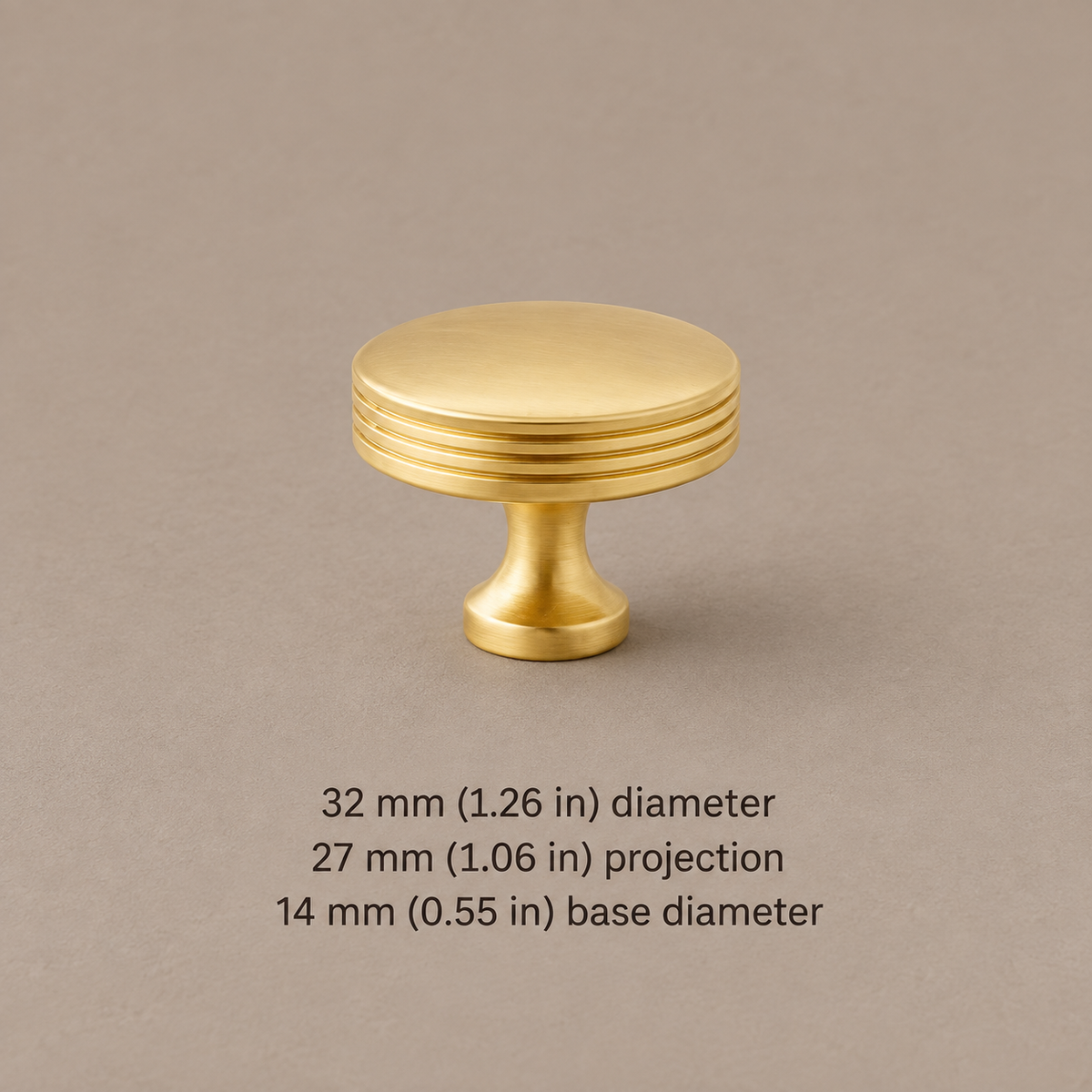 Polished Brass Straight Rod Cabinet Pull & Knob — Solid Brass — knob-10
