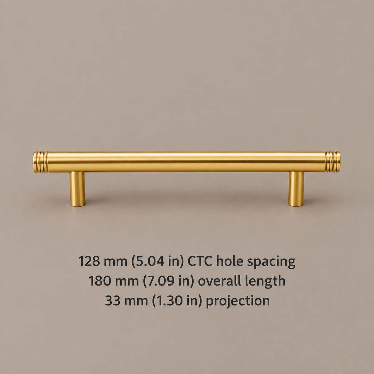 Polished Brass Straight Rod Cabinet Pull & Knob — Solid Brass — pull-128