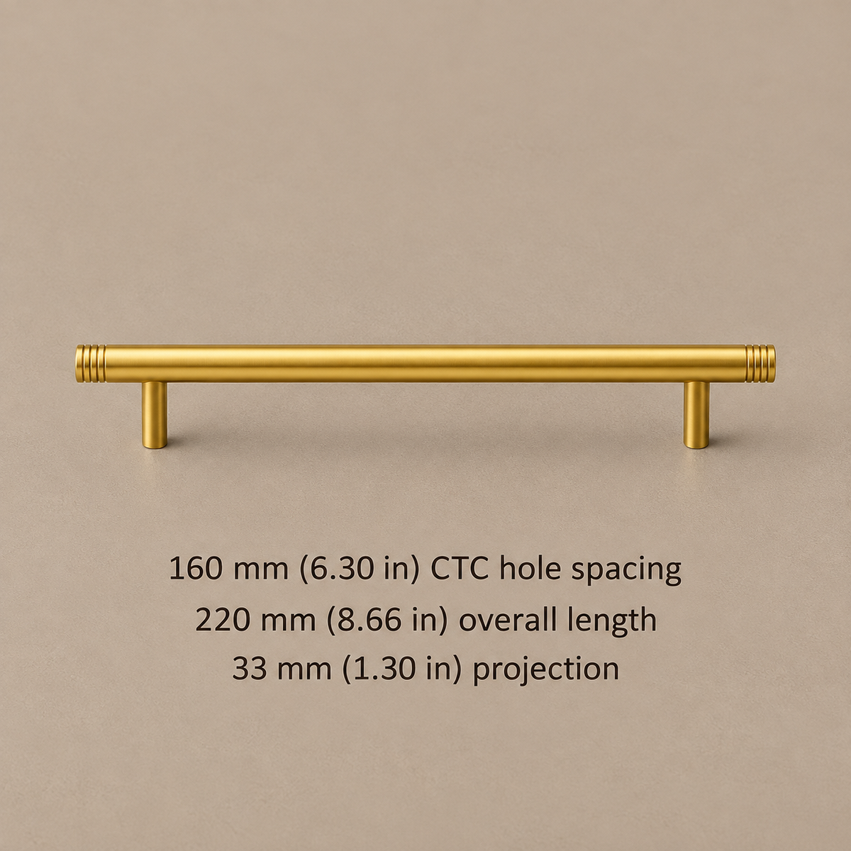 Polished Brass Straight Rod Cabinet Pull & Knob — Solid Brass — pull-160