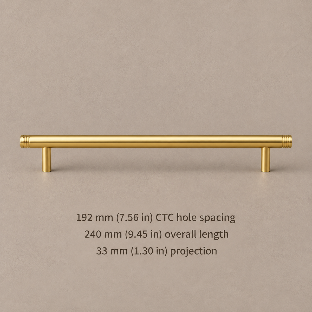 Polished Brass Straight Rod Cabinet Pull & Knob — Solid Brass — pull-192