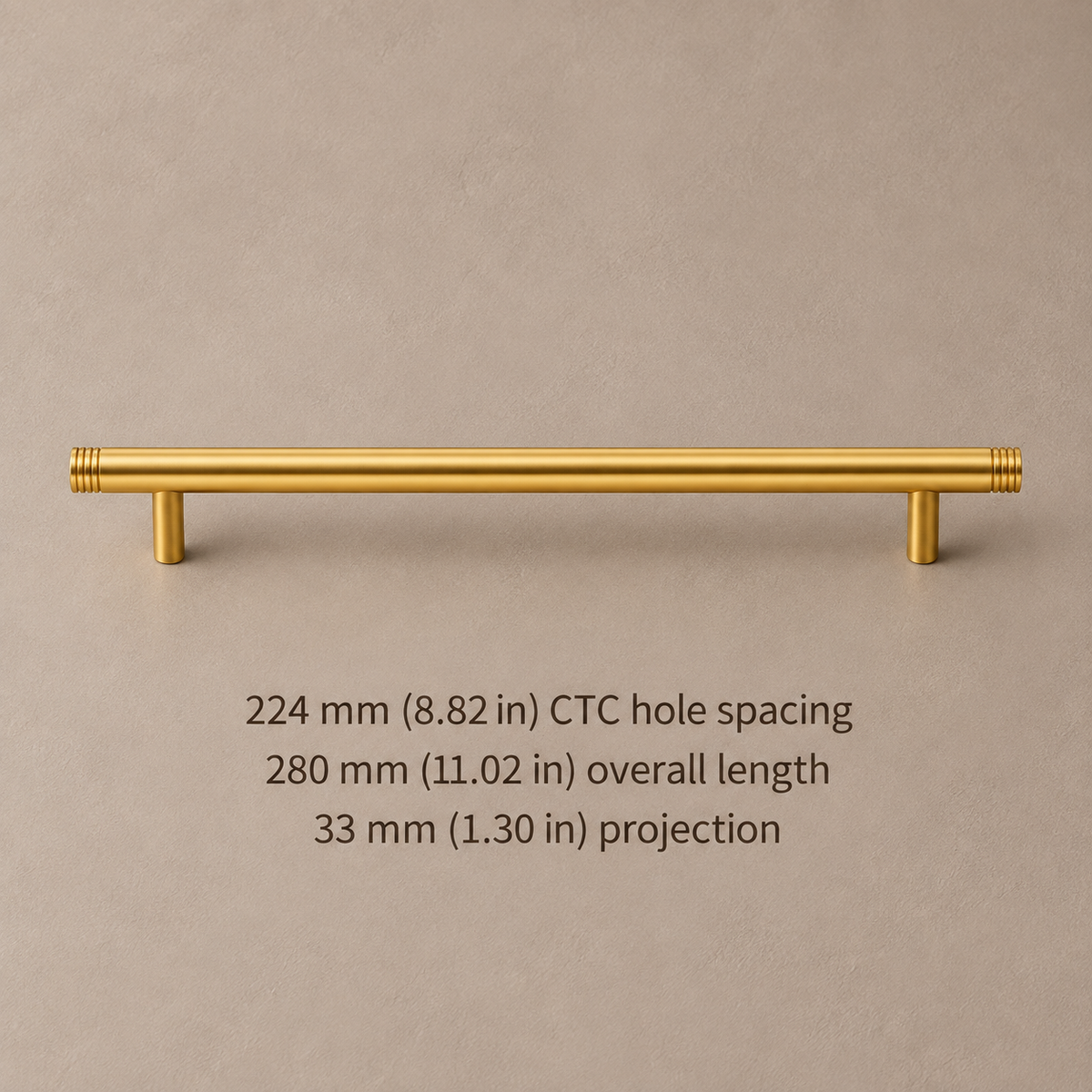 Polished Brass Straight Rod Cabinet Pull & Knob — Solid Brass — pull-224