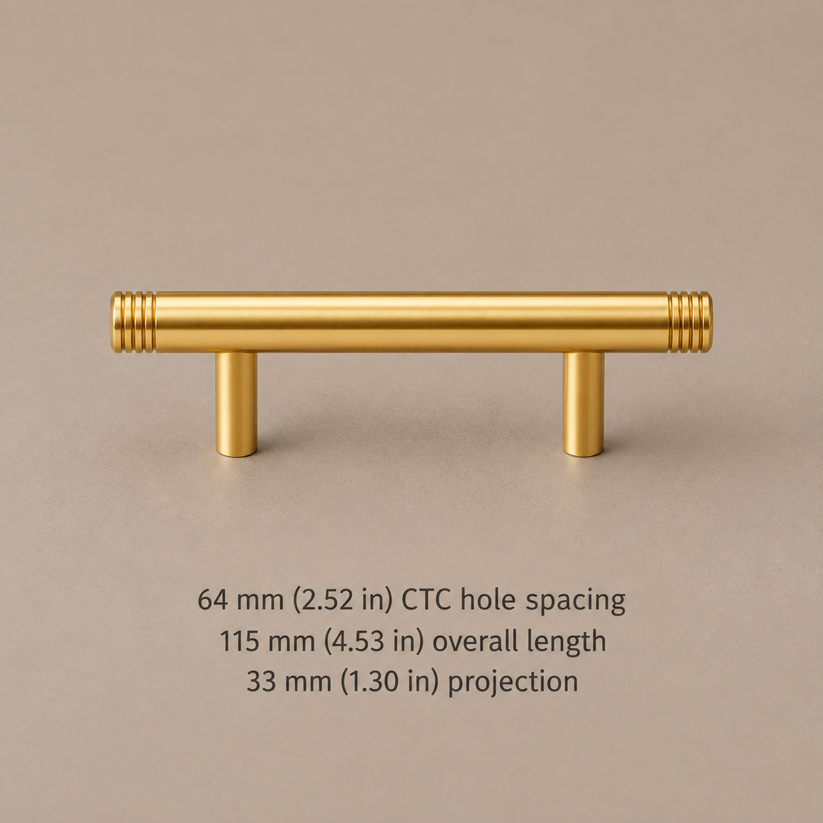 Polished Brass Straight Rod Cabinet Pull & Knob — Solid Brass — pull-64