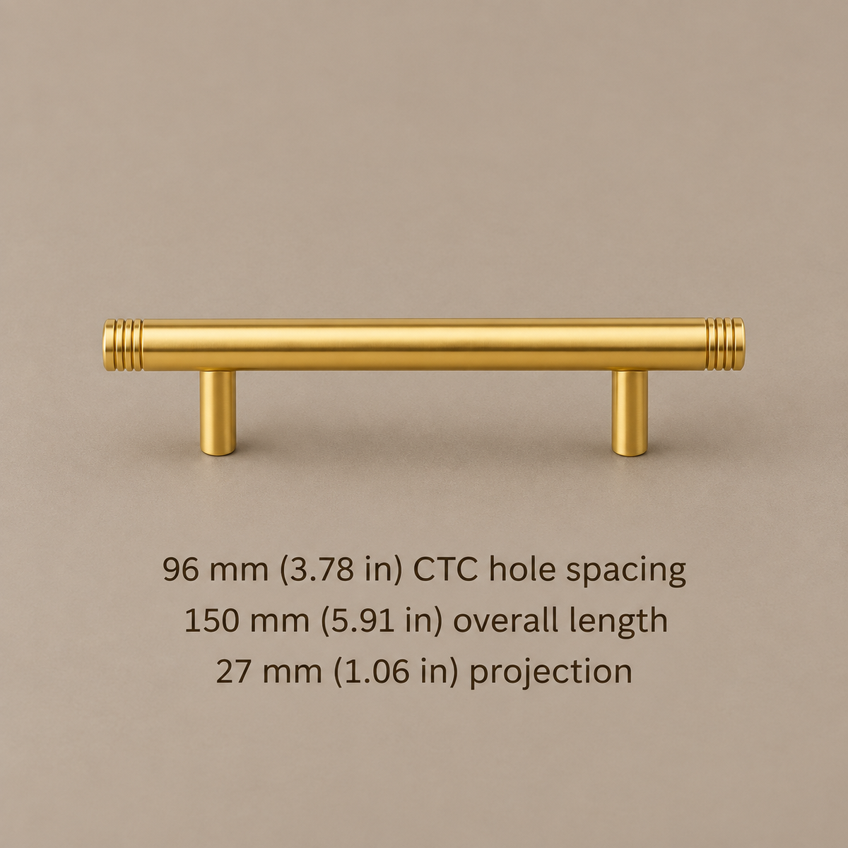 Polished Brass Straight Rod Cabinet Pull & Knob — Solid Brass — pull-96