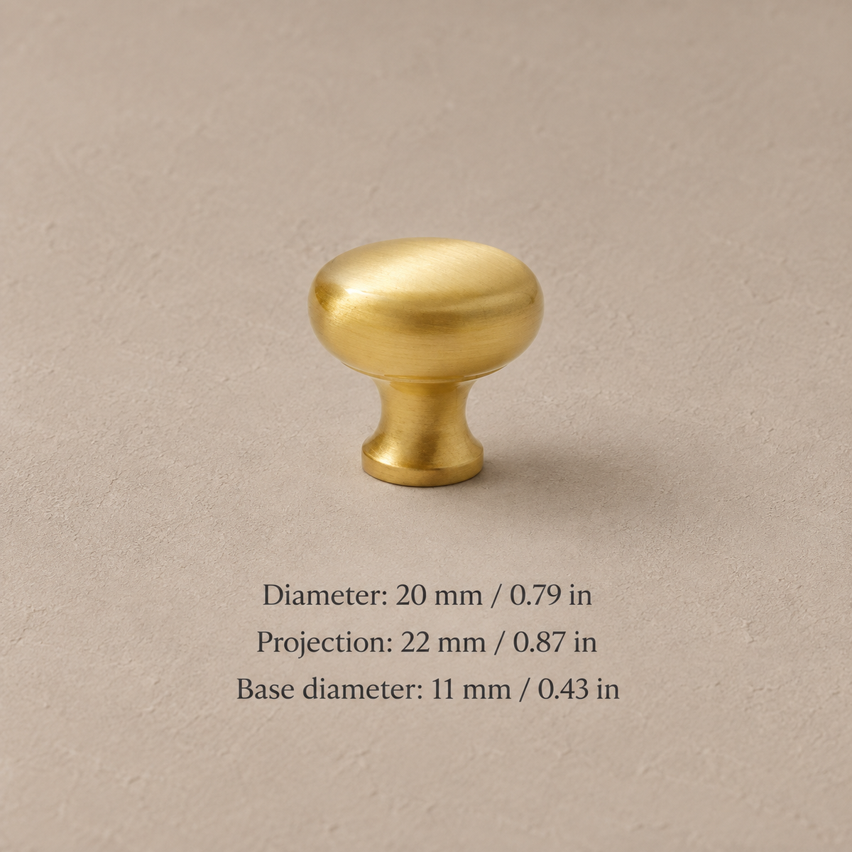 Polished Brass Cabinet Pull & Knob — Solid Brass — knob-20mm