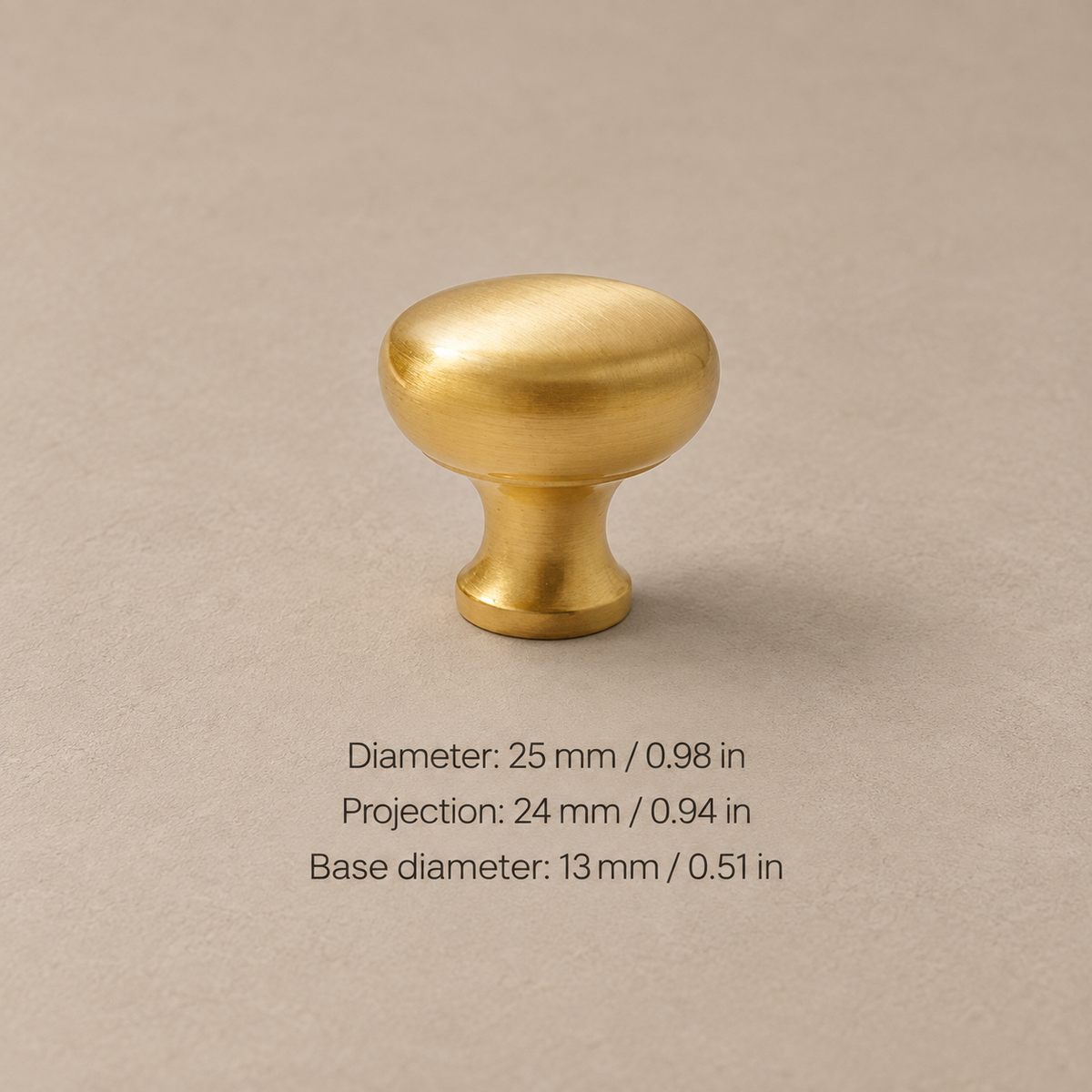 Polished Brass Cabinet Pull & Knob — Solid Brass — knob-25mm