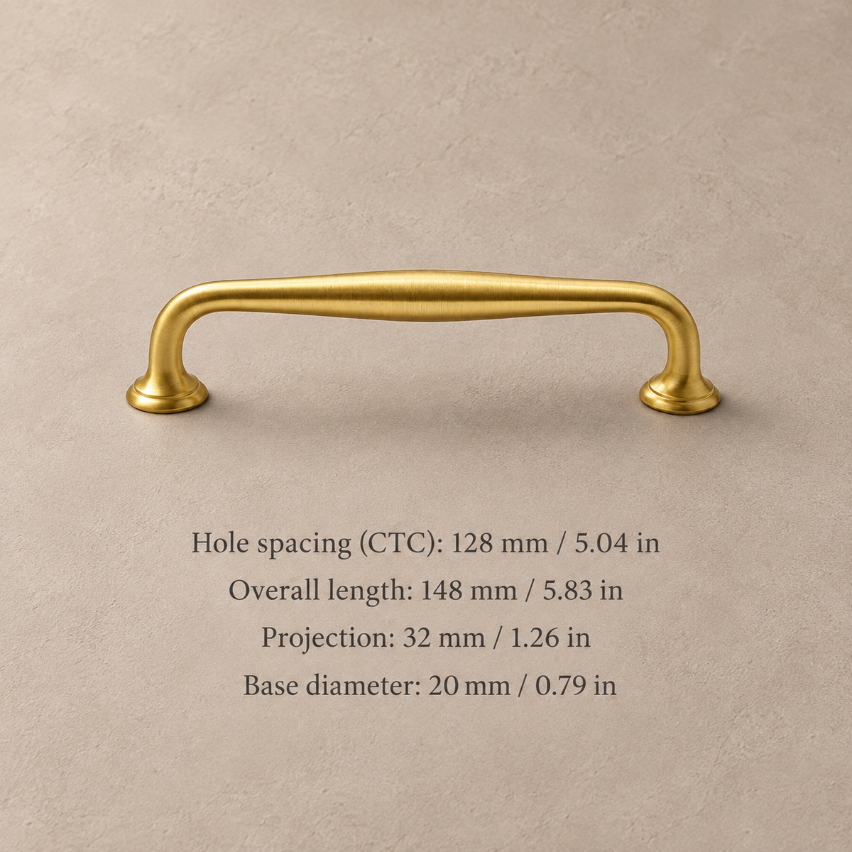 Polished Brass Cabinet Pull & Knob — Solid Brass — pull-128mm