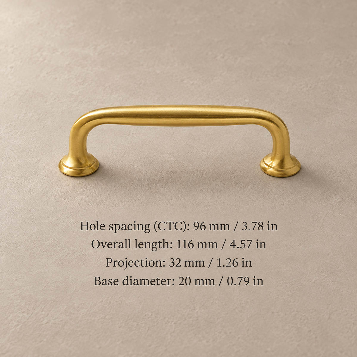Polished Brass Cabinet Pull & Knob — Solid Brass — pull-96mm