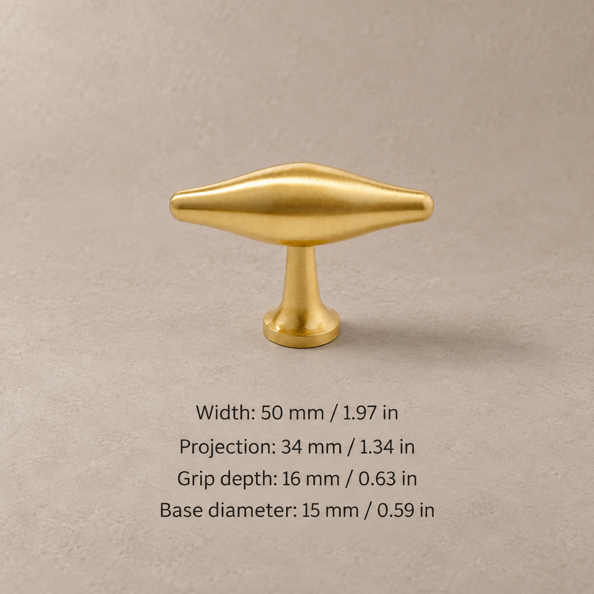 Polished Brass Cabinet Pull & Knob — Solid Brass — t-knob-50mm