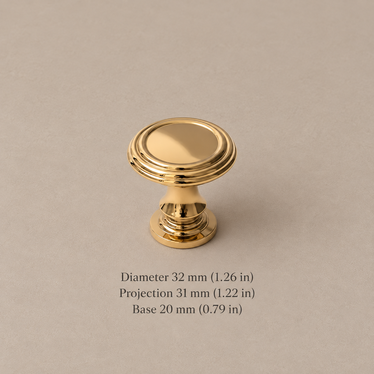 PVD Bright Gold Cabinet Pull & Knob — Solid Brass — knob-32
