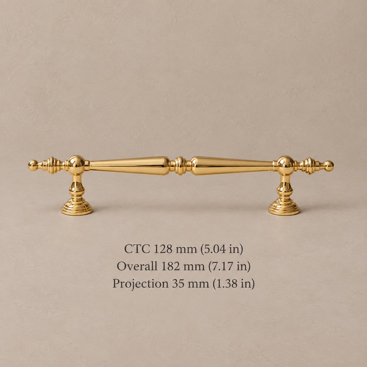 PVD Bright Gold Cabinet Pull & Knob — Solid Brass — pull-128