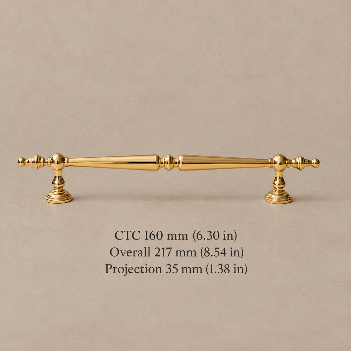 PVD Bright Gold Cabinet Pull & Knob — Solid Brass — pull-160