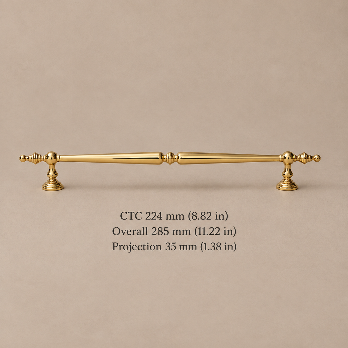 PVD Bright Gold Cabinet Pull & Knob — Solid Brass — pull-224