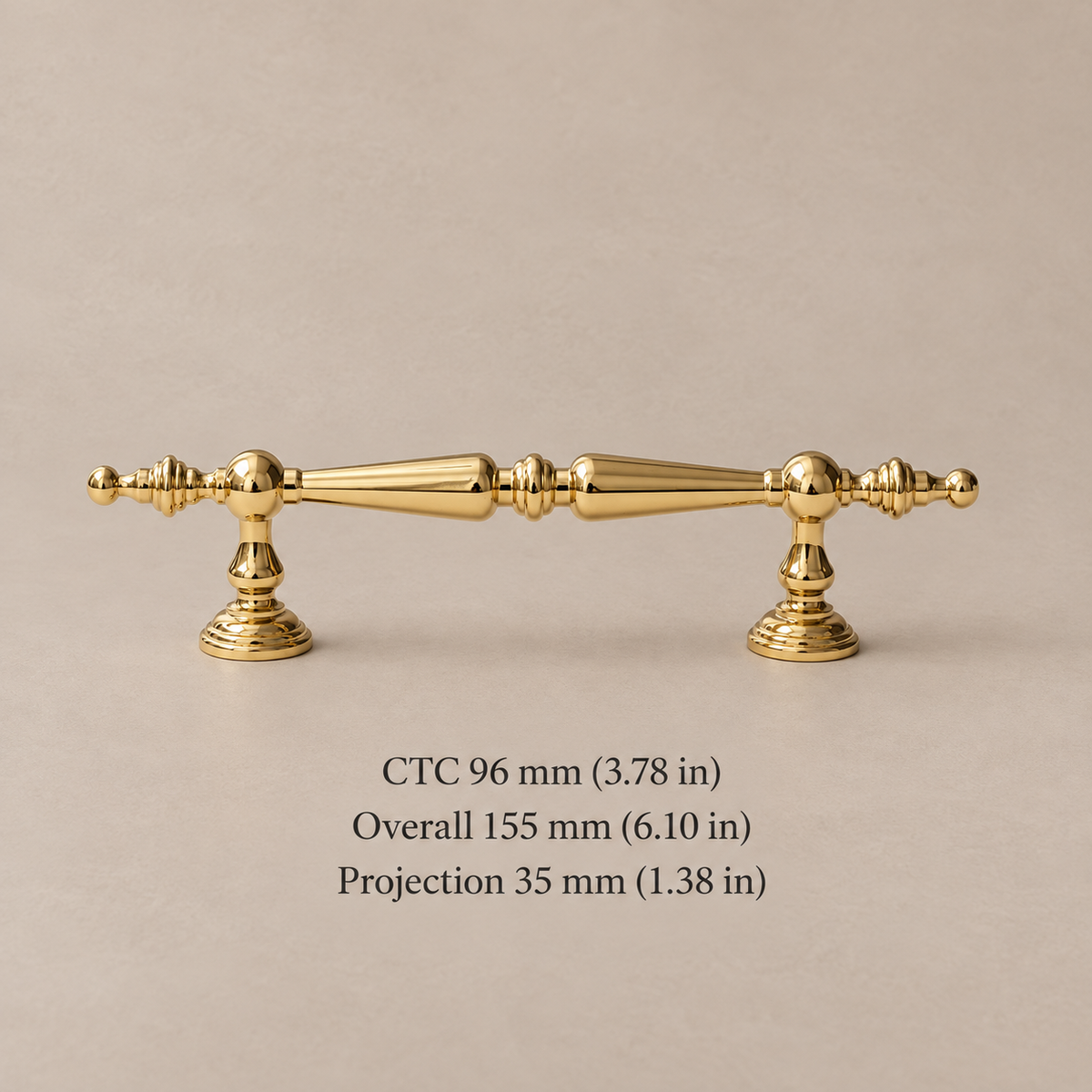 PVD Bright Gold Cabinet Pull & Knob — Solid Brass — pull-96