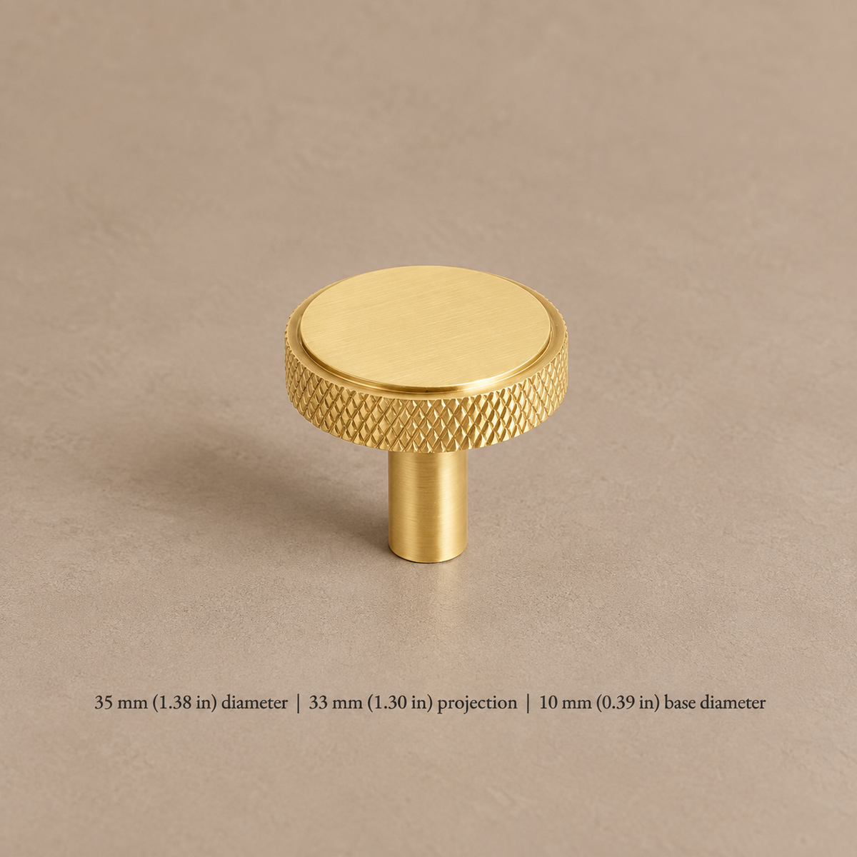 PVD Brass Diamond Cut Cross Knurled Cabinet Pull & Knob — Solid Brass — knob-35mm