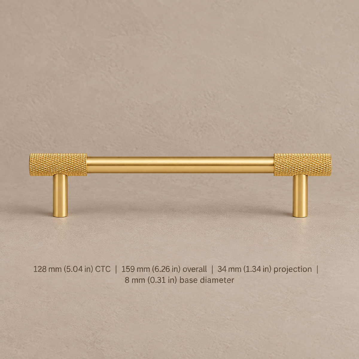 PVD Brass Diamond Cut Cross Knurled Cabinet Pull & Knob — Solid Brass — pull-128mm