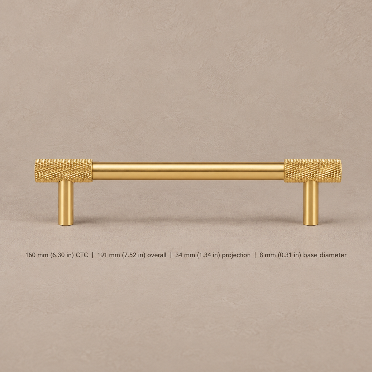 PVD Brass Diamond Cut Cross Knurled Cabinet Pull & Knob — Solid Brass — pull-160mm