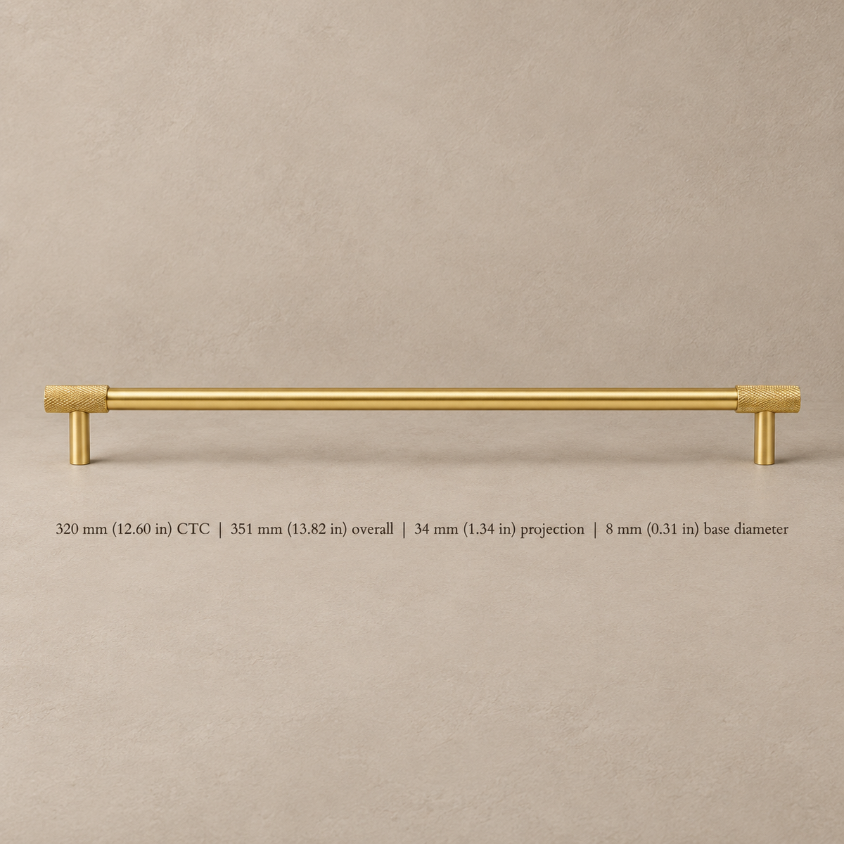 PVD Brass Diamond Cut Cross Knurled Cabinet Pull & Knob — Solid Brass — pull-320mm