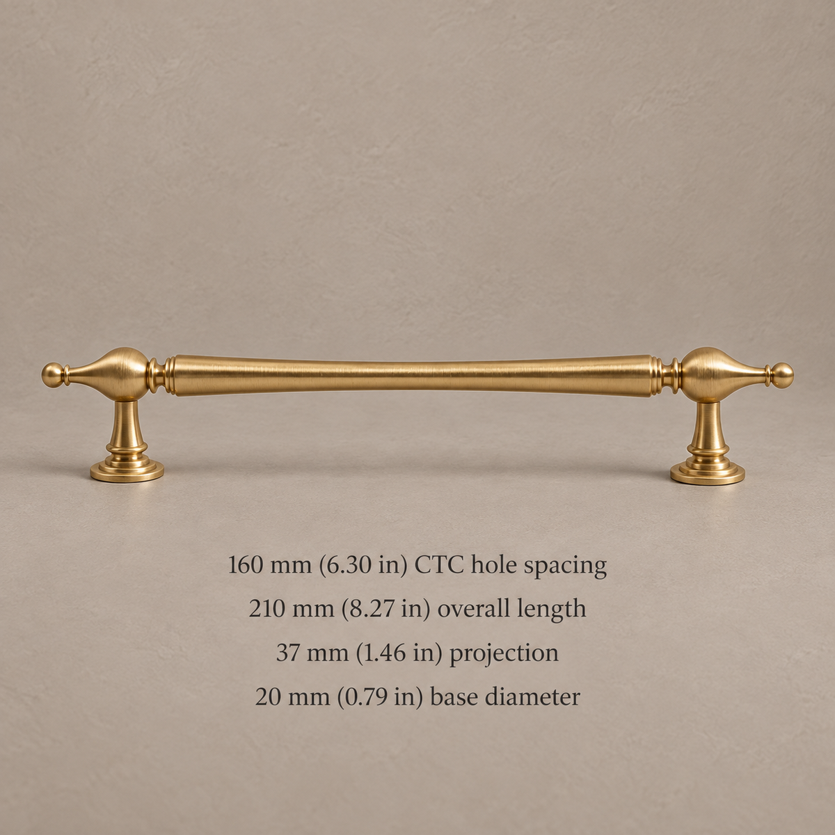 Round-Base T-Bar Cabinet Pull & Knob — Brushed Brass — pull-160