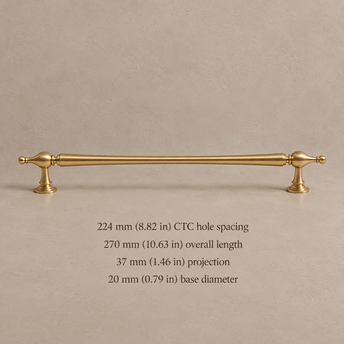 Round-Base T-Bar Cabinet Pull & Knob — Brushed Brass — pull-224