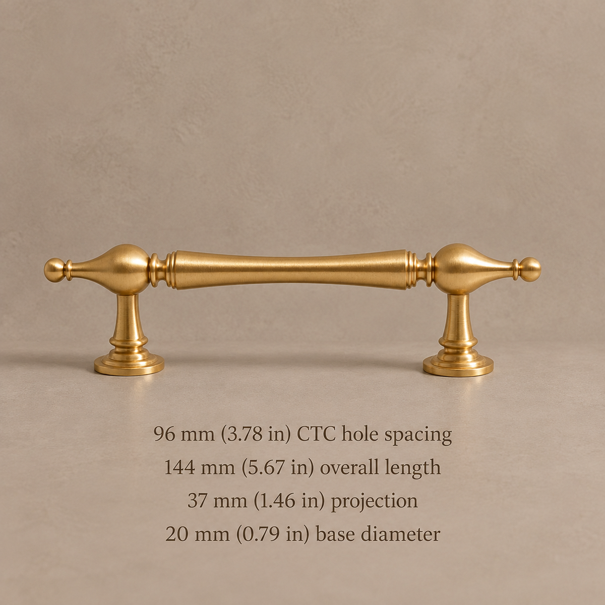 Round-Base T-Bar Cabinet Pull & Knob — Brushed Brass — pull-96