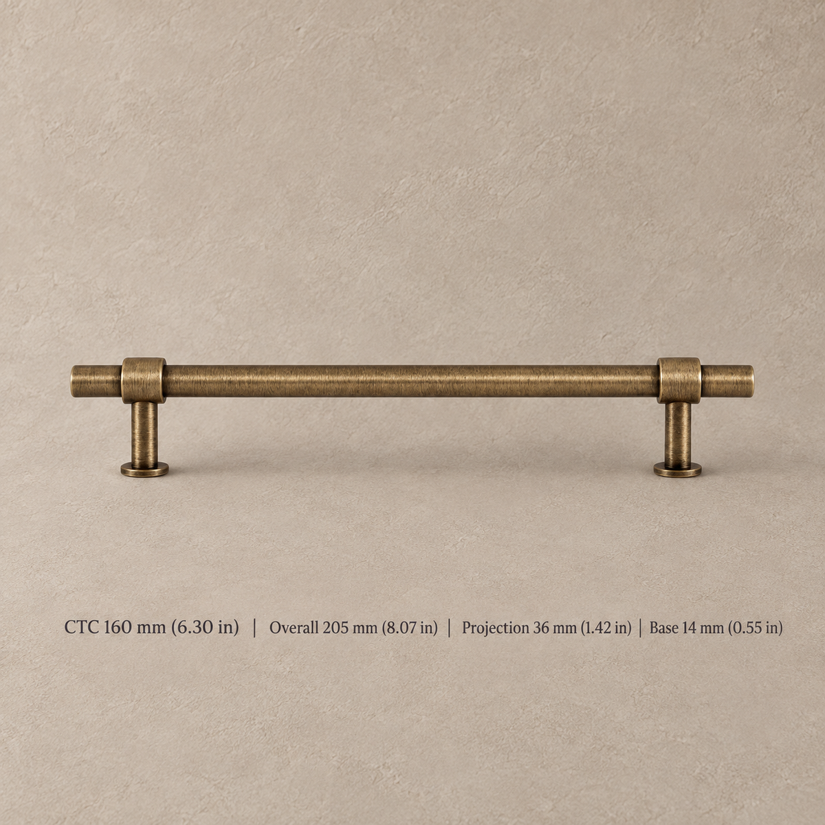 Antique Brass Solid Brass Cabinet Pulls & Knobs — Simple Modern Design — pull-160