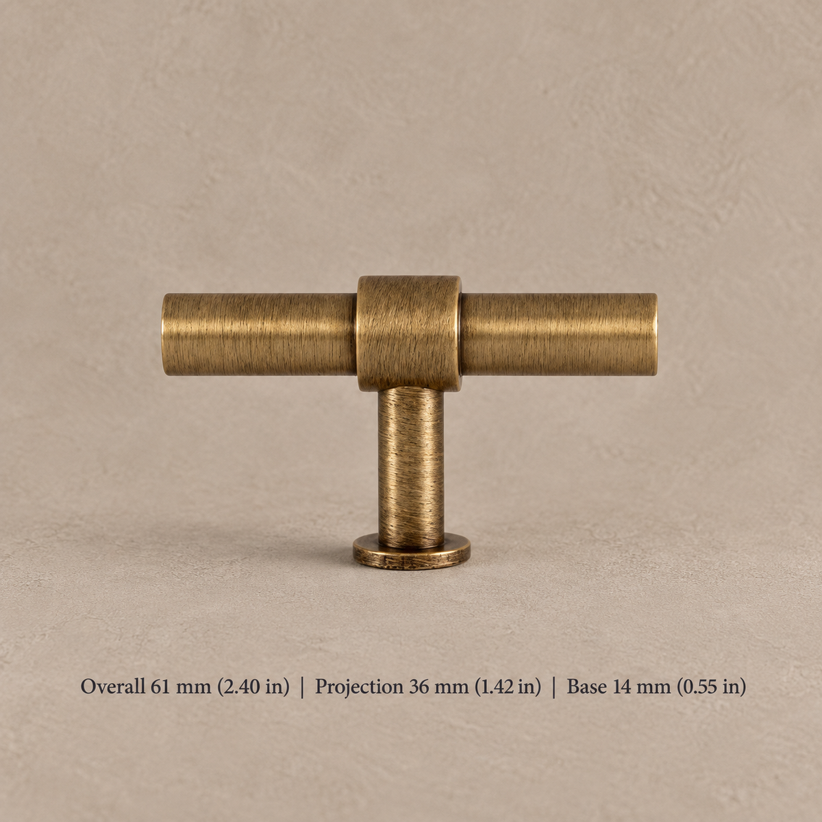 Antique Brass Solid Brass Cabinet Pulls & Knobs — Simple Modern Design — t-knob-61