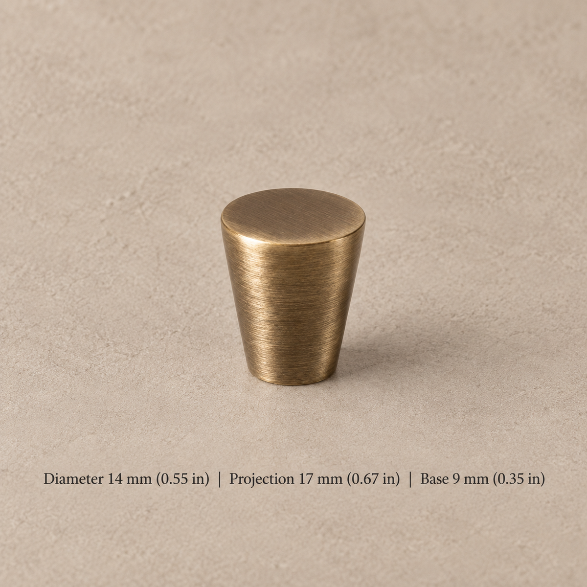 Antique Brass Solid Brass Cabinet Pulls & Knobs — Simple Modern Design — taper-knob-14
