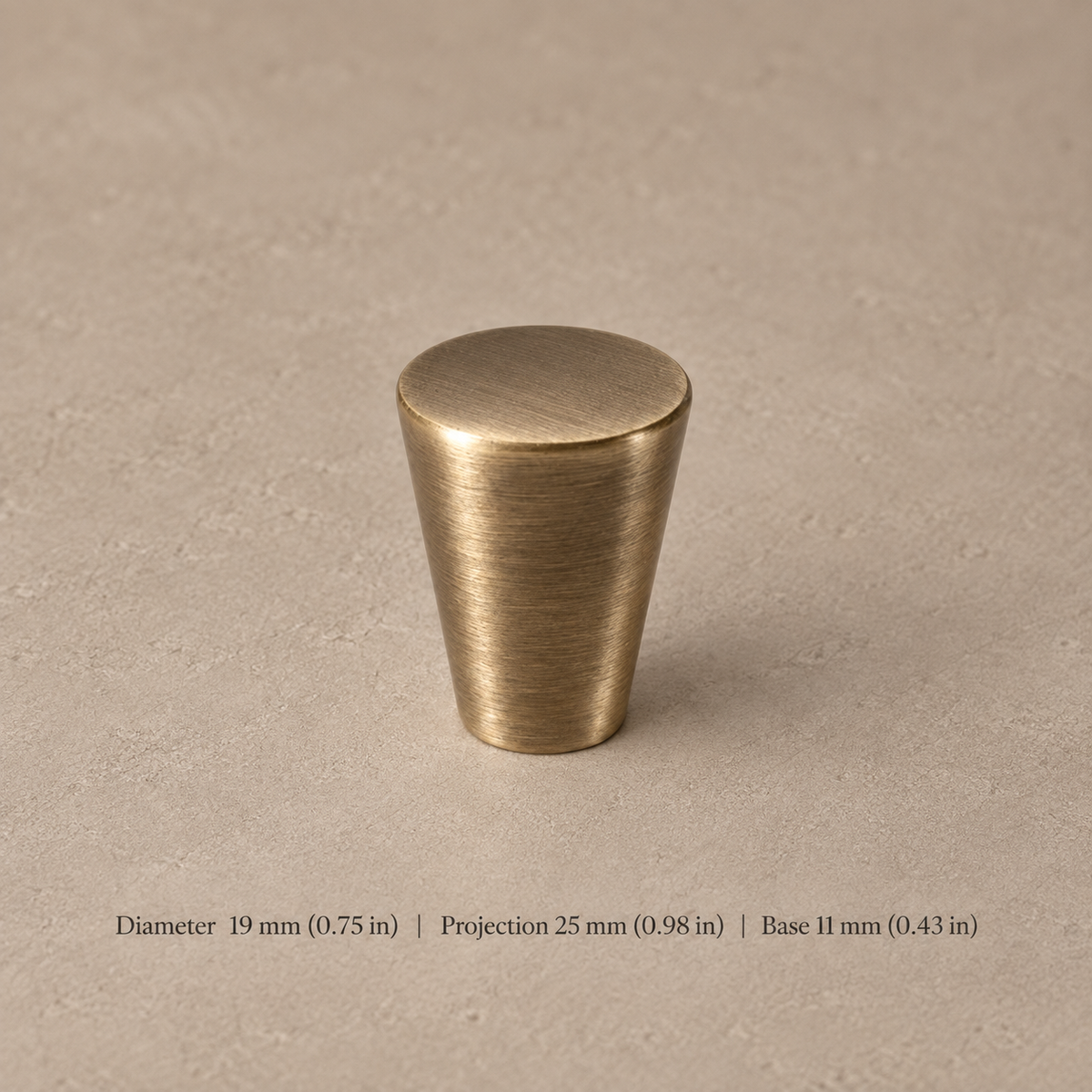 Antique Brass Solid Brass Cabinet Pulls & Knobs — Simple Modern Design — taper-knob-19