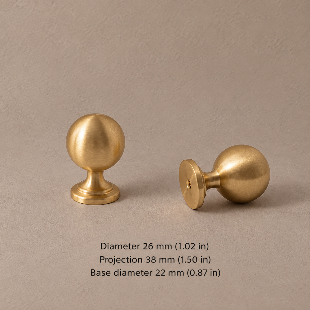 Slim Bar Cabinet Pull & Knob — Brushed Brass — knob-26