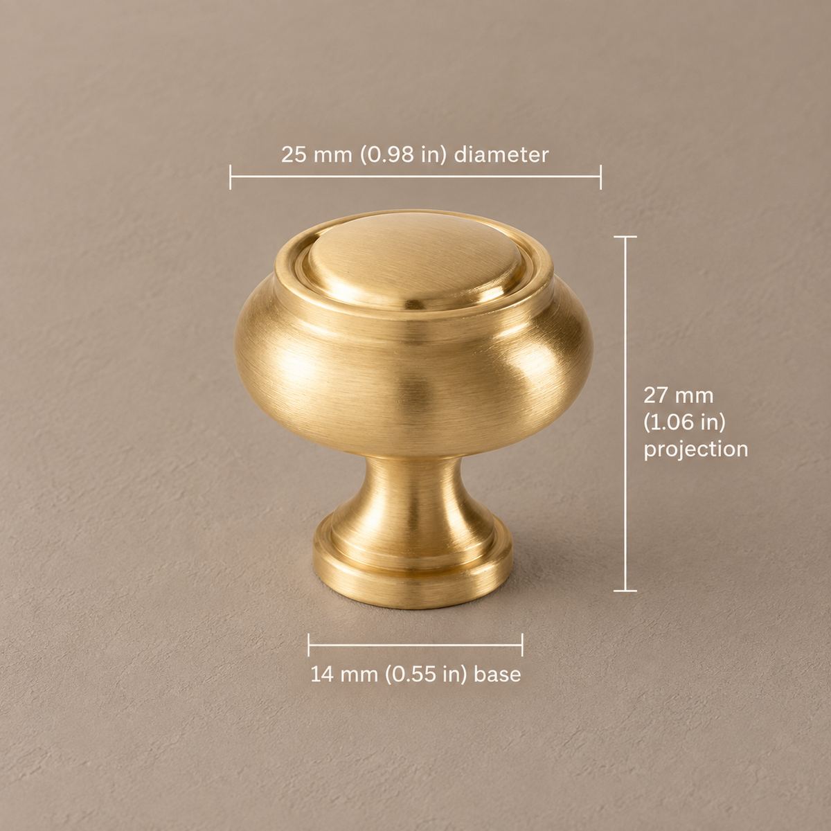 Solid Brass Cabinet Pulls & Knobs — Modern Design — brass-knob-25mm