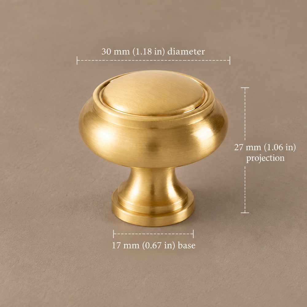 Solid Brass Cabinet Pulls & Knobs — Modern Design — brass-knob-30mm