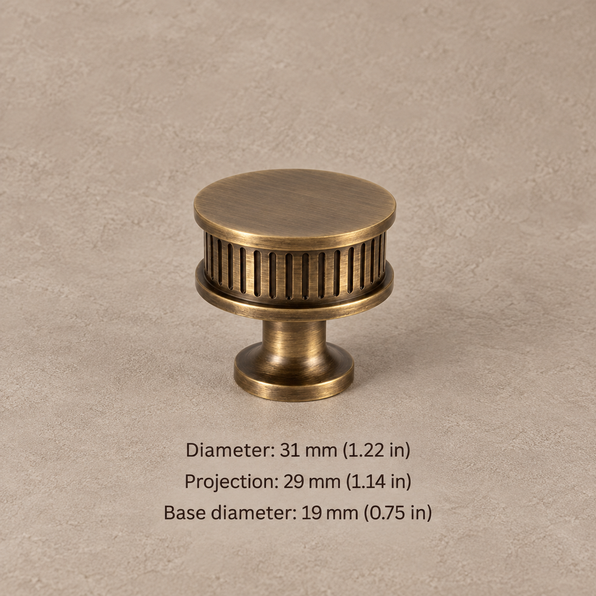 Antique Brass Spiral Ribbed Solid Brass Cabinet Pulls & Knobs — knob-31