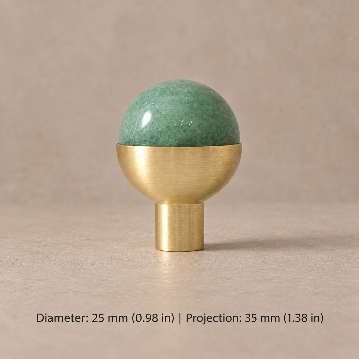 Stone & Brass Cabinet Knobs and Pulls — green-round-knob
