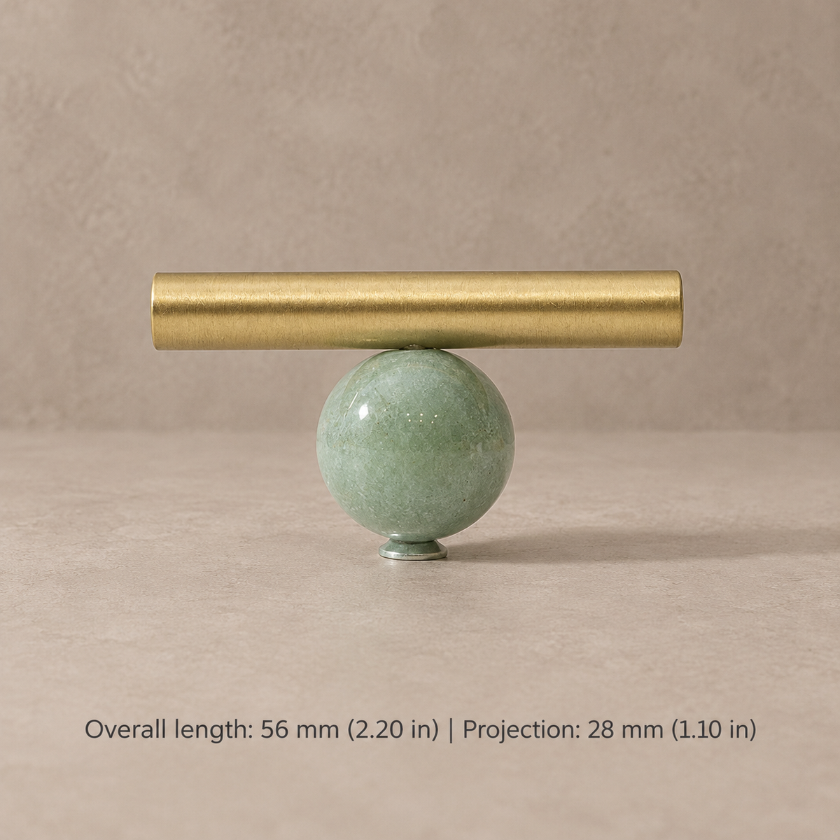 Stone & Brass Cabinet Knobs and Pulls — green-t-knob