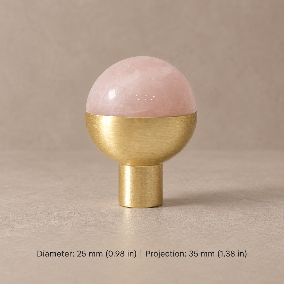 Stone & Brass Cabinet Knobs and Pulls — pink-round-knob
