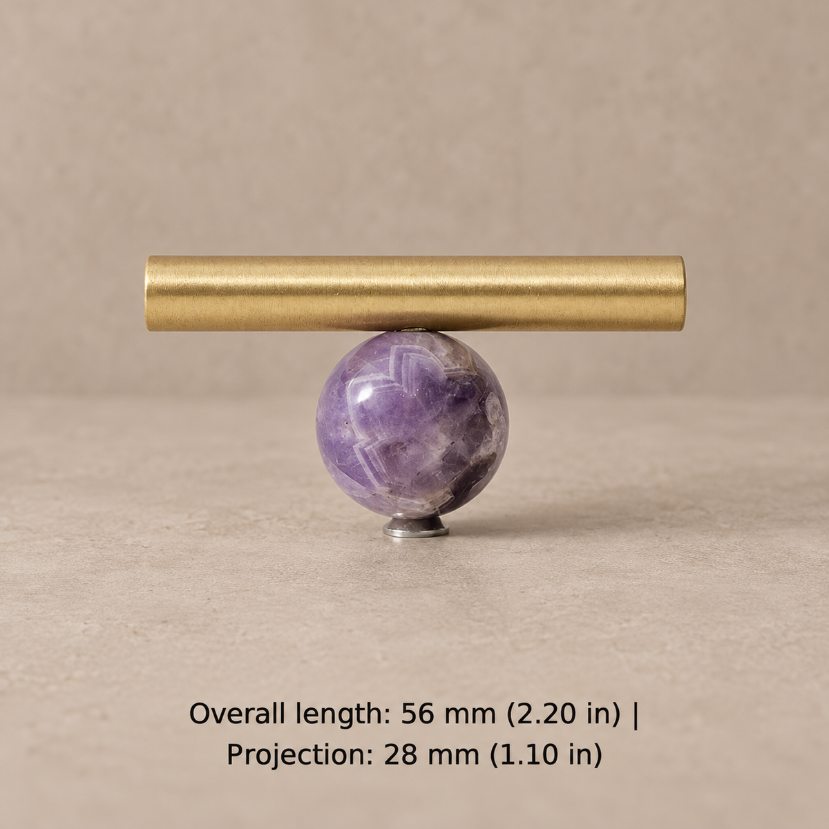 Stone & Brass Cabinet Knobs and Pulls — purple-t-knob
