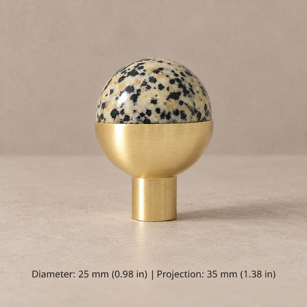 Stone & Brass Cabinet Knobs and Pulls — speckled-round-knob